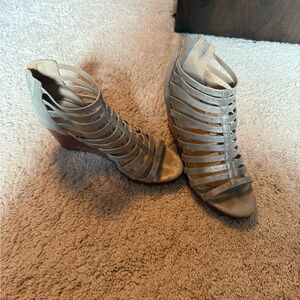 Strappy silver metallic  Wedge Sandals